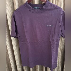 Balenciaga Men's Plum Logo Short Sleeve Tee